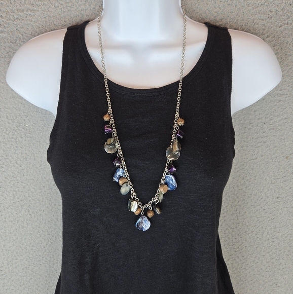 Beautiful Womens Dangle Necklace-Matching Earrings Silver Tone Adjustable Chain - Picture 7 of 13